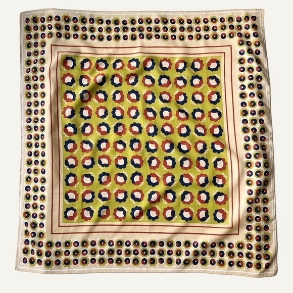 Vintage 60s Mod Scarf Poly Square Headscarf Neckerchief - Picture 3 of 5